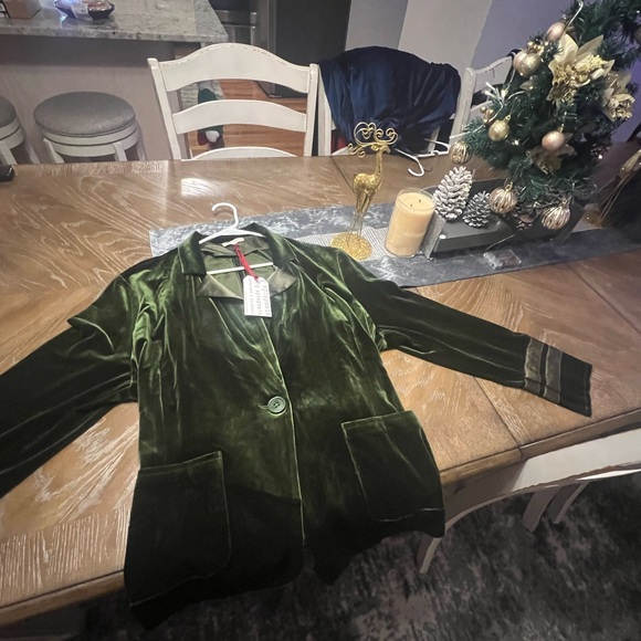 Elegant Green Velvet Blazer - Picture 4 of 7